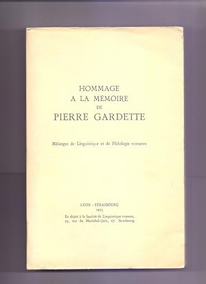 Hommage a la mémoire de Pierre Gardette. Mélanges de Linguistique et de Philologie romanes.