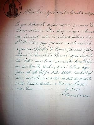 " Regno d'Italia. Ricevuta perr Somma di Lire 5,1 Modica 14 Agosto 1864"