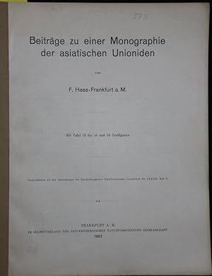 Bild des Verkufers fr Beitrge zu einer Monographie der asiatischen Unioniden. zum Verkauf von Antiquariat  Braun