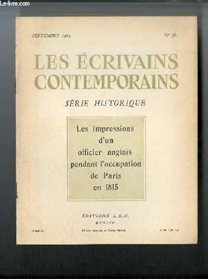 Bild des Verkufers fr Les crivains contemporains Srie historique n 56 - Les impressions d'un officier anglais pendant l'occupation de Paris en 1815 par Cavalie Mercer zum Verkauf von Le-Livre