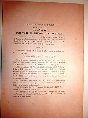 " Regno d'Italia - Tribunale Civile di Modica BANDO PER VENDITA IMMOBILIARE FORZATA Istanza Sig. ...