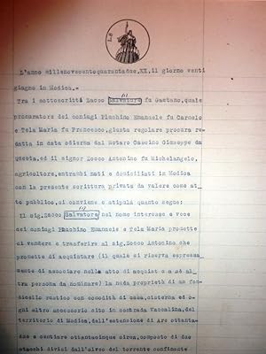 " Regno d'Italia. Procura Legale Modica 20 Giugno 1942"