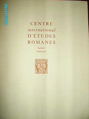 Imagen del vendedor de CENTRE INTERNATIONAL D'ETUDES ROMANES 1969 TOME III:PREPARATION DU VOYAGE DANS LE> - ART ROMAN DANS LE SILLON RHODANIEN - SUR L'ARCHIITECTURE MONASTIQUE AU XIIe SIECLE a la venta por Bibliofolie