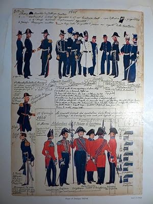 "Militaria, Uniformi Regno di Sardegna 1845 -46 Stampa"