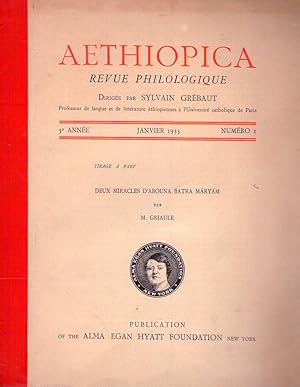 Seller image for AETHIOPICA No. 1. Annee 3, Janvier 1935. (Deux miracles d'Abouna Batra Maryam par M. Griaule) for sale by Buenos Aires Libros