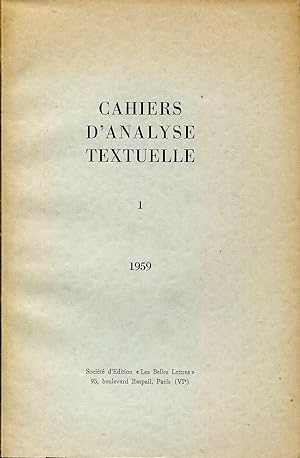 Seller image for Cahiers d analyse textuelle, N 1 - 1959 for sale by Sylvain Par
