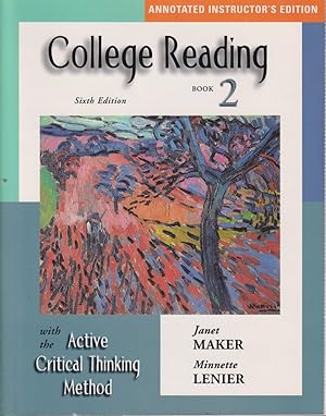 Seller image for College Reading With The Active Critical Thinking Method Book 2 for sale by Jonathan Grobe Books