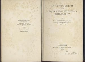 An Introduction to Contemporary German Philosophy. Foreword by J. H. Muirhead.