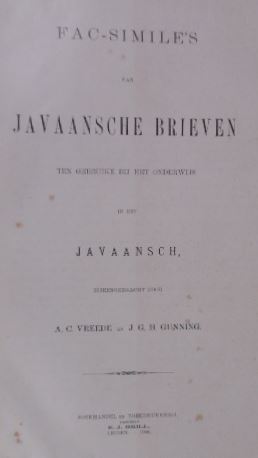 Imagen del vendedor de Fac-simile's van Javaansche brieven ten gebruike bij het onderwijs in het Javaansch. a la venta por Gert Jan Bestebreurtje Rare Books (ILAB)