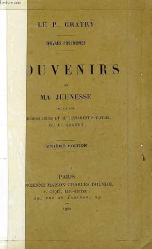 Bild des Verkufers fr SOUVENIRS DE MA JEUNESSE zum Verkauf von Le-Livre