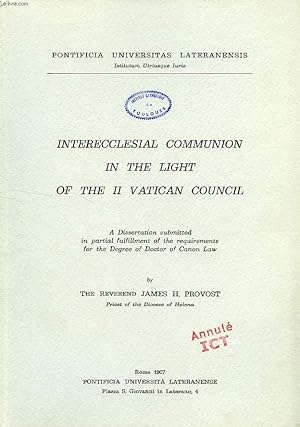 Imagen del vendedor de INTERECCLESIAL COMMUNION IN THE LIGHT OF THE II VATICAN COUNCIL (DISSERTATION) a la venta por Le-Livre