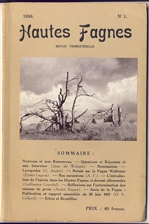 Hautes Fagnes. Revue trimestrielle. 24-me année. N° 1-4, 1958.