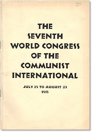 Seller image for Seventh World Congress of the Communist International: Resolutions for sale by Lorne Bair Rare Books, ABAA