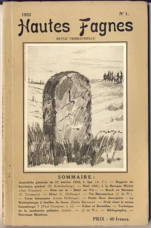 Hautes Fagnes. Revue trimestrielle. 18-me année. N° 1-4, 1952.