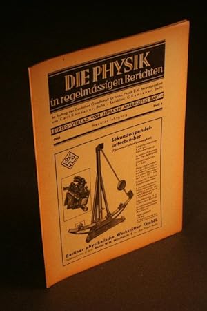 Bild des Verkufers fr Die Physik in regelmssigen Berichten. Jg. 9, 4, 1941. zum Verkauf von Steven Wolfe Books