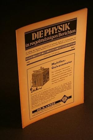 Bild des Verkufers fr Die Physik in regelmssigen Berichten. Jg. 10, 1, 1942. zum Verkauf von Steven Wolfe Books
