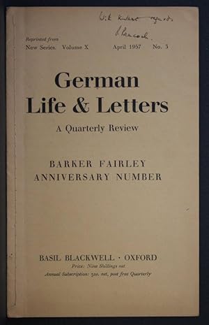 Bild des Verkufers fr Offprint: "A Note on Georg Bchner's Plays". offprint from: German Life & Letters. A Quarterly Review, 10, 3, April 1957 zum Verkauf von Steven Wolfe Books