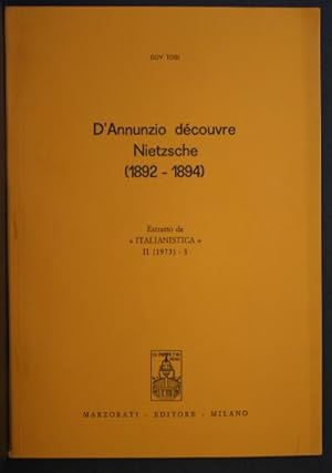 Bild des Verkufers fr Estratto, Offprint: "D'Annunzio dcouvre Nietzsche (1892-1894)". Offprint from: Italianistica 2, 3, 1973 zum Verkauf von Steven Wolfe Books