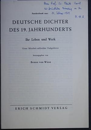 Bild des Verkufers fr Sonderdruck: "Theodor Fontane". Offprint from: Deutsche Dichter des 19. Jahrhunderts, hrsg von Benno von Wiese zum Verkauf von Steven Wolfe Books