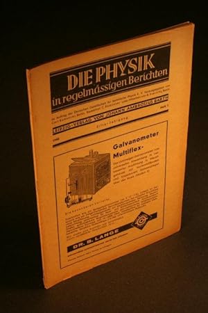 Bild des Verkufers fr Die Physik in regelmssigen Berichten. Jg. 11, 1, 1943. zum Verkauf von Steven Wolfe Books