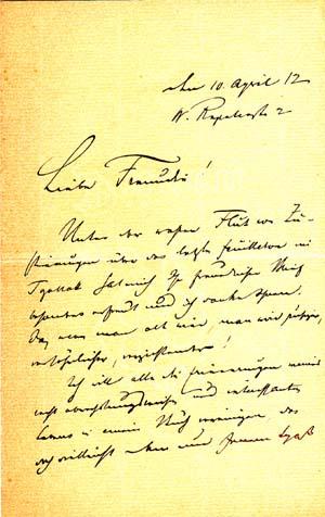 Autograph letter signed; "Felix Philipi," to Ulla Frankfurter ("Liebe Freundin"), April 10, 1912