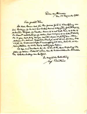 Autograph letter signed; "Lujo Brentano," to Rose Hilferding ("Sehr geehrte Frau"), December 13, ...