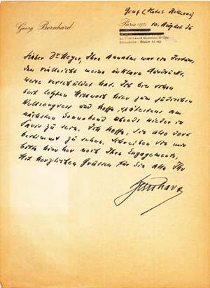Autograph letter and autograph postcard signed; "Bernhard," to Oscar Meyer, August 10, 1936 & no ...
