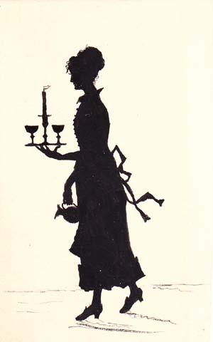 Original ink drawing; on card, inscribed and signed on verso