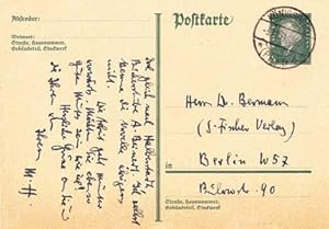 Autograph postcard signed; "M.H.," to Gottfried Bermann, November 3, 1931