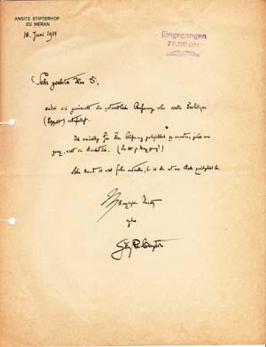 Autograph letter signed; "Georg von Ompteda," to Richard Otto Frankfurter, June 18, 1914