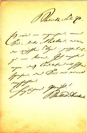 Autograph letter signed; "Berthold Auerbach," to Dr. Martin Philppsohn, February 11, 1870
