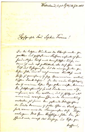 Autograph letter signed; "Julius Wolff," to Sophie Verena, July 16, 1882