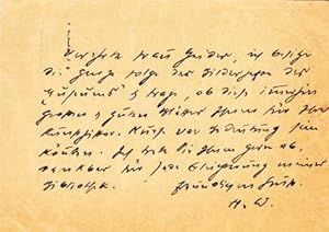 Autograph postcard signed; "H.W." to Frau G. Heider-Herzog, November 22, 1934