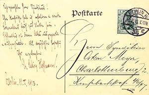 Three autograph letters and one autograph postcard signed; "Ludiwg Hoffmann," to Oscar Meyer, 191...