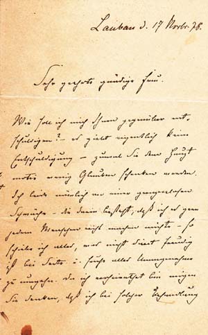 Autograph letter signed; "G. v. Moser," to Ulla Frankfurter (unnamed), November 17, 1878