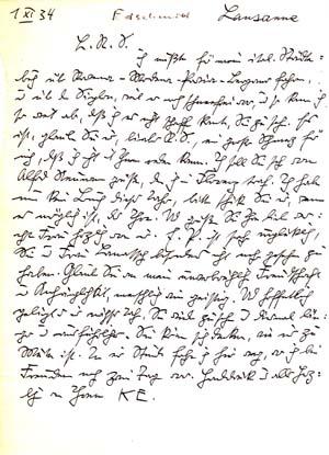 Autograph letter signed; "K.E." to René Schickele, November 1, 1934