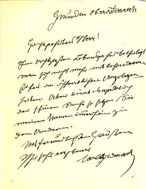 Autograph letter signed; "Karl Goldmark," to "Hochgeehrter Herr," no date