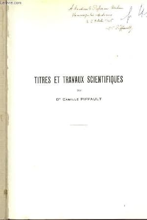 Bild des Verkufers fr TITRES ET TRAVAUX SCIENTIFIQUES zum Verkauf von Le-Livre