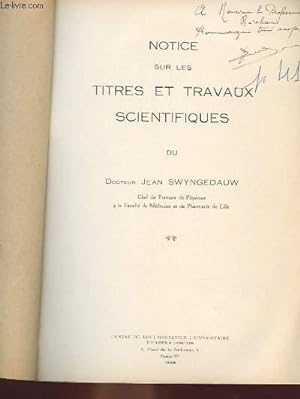 Seller image for NOTICE SUR LES TITRES ET TRAVAUX SCIENTIFIQUES for sale by Le-Livre