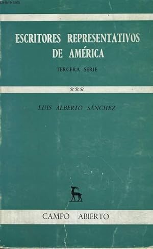 Seller image for ESCRITORES REPRESENTATIVOS DE AMERICA, TERCERA SERIE for sale by Le-Livre