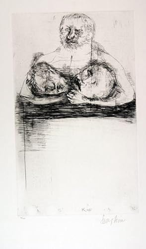 Man Holding Two Heads (Print)