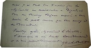 Carte autogaphe écrite du Général N. de la Batut - recto verso signée du 18 octobre 1903. Réponse...