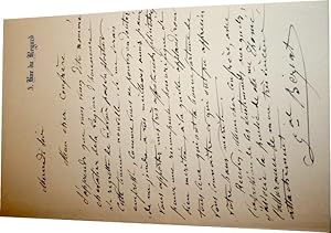 Bild des Verkufers fr Lettre autographe signe - Flicitations  un confrre nomm chevalier de la Lgion d'honneur. zum Verkauf von JOIE DE LIRE