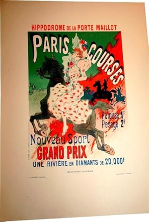 Bild des Verkufers fr Lithographie en couleurs "Paris Courses- nouveau Sport Grand Prix une Rivire de Diamantsde 20 000f." zum Verkauf von JOIE DE LIRE