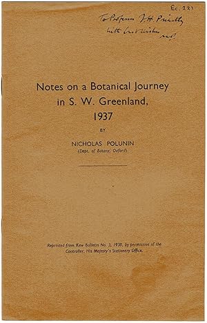 'Notes on a Botanical Journey in S. W. Greenland, 1937.' Reprinted from Kew Bulletin No. 3, 1938.