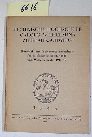 Technische Hochschule Carolo-Wilhelmina Zu Braunschschweig - Personal - Und Vorlesungsverzeichnis...