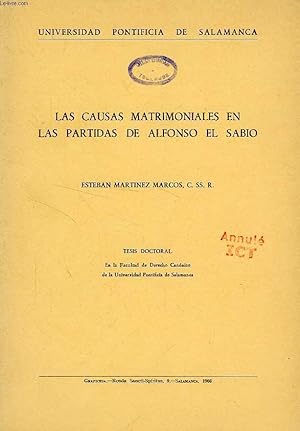 Seller image for LAS CAUSAS MATRIMONIALES EN LAS PARTIDAS DE ALFONSO EL SABIO for sale by Le-Livre