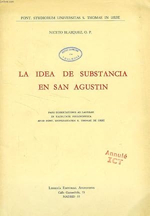 Imagen del vendedor de LA IDEA DE SUBSTANCIA EN SAN AGUSTIN a la venta por Le-Livre