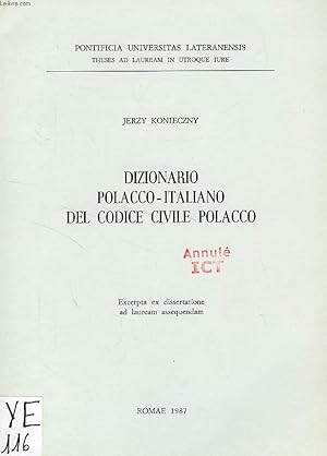 Immagine del venditore per DIZIONARIO POLACCO-ITALIANO DEL CODICE CIVILE POLACCO venduto da Le-Livre