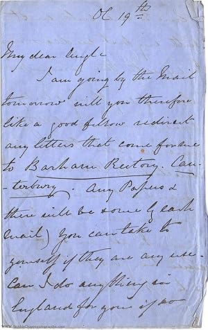 Autograph letter signed to 'My dear Angle', (Sir Henry Edwin, 1825-1898, Lieutenant General)
